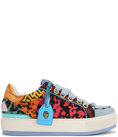 Kurt Geiger London Southbank Tag Ornament Animal Print Suede Platform Sneakers