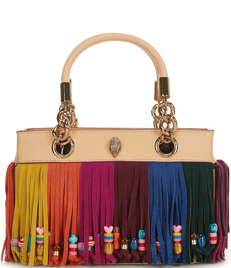 Kurt Geiger London Kensington Suede East-West Rainbow Fringe Beaded Bag