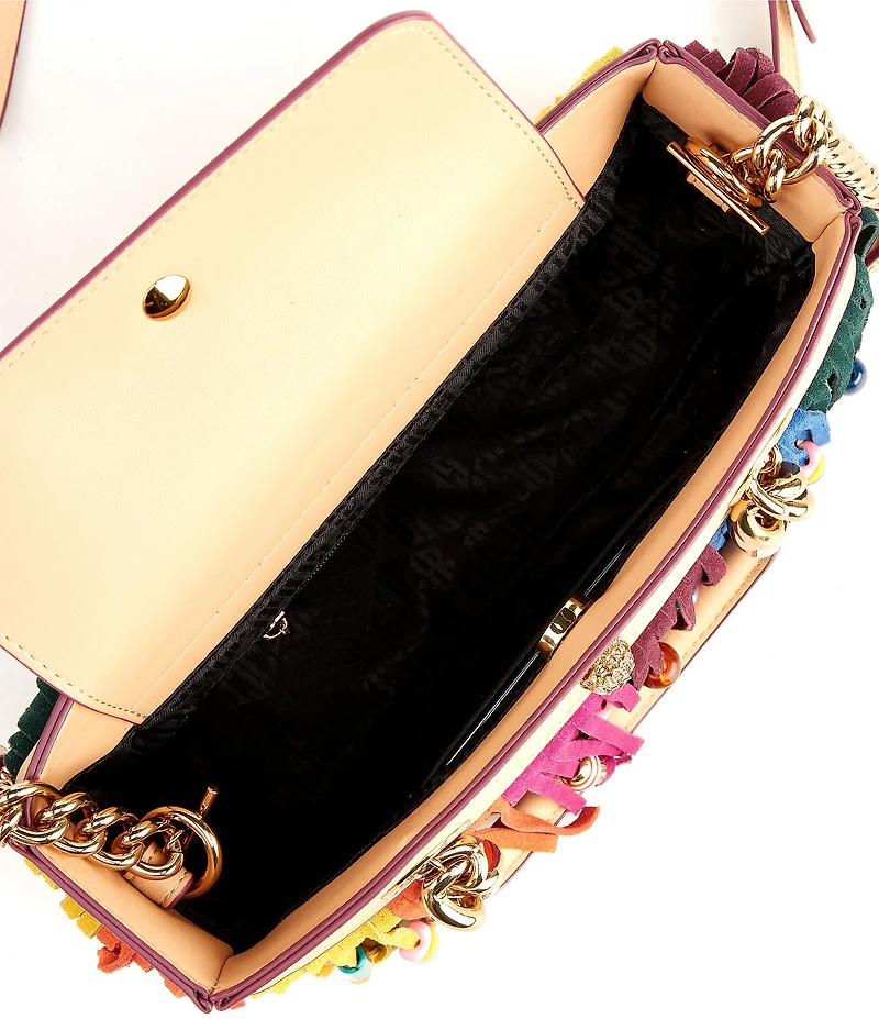 Kurt Geiger London Kensington Suede East-West Rainbow Fringe Beaded Bag