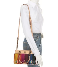 Kurt Geiger London Kensington Suede East-West Rainbow Fringe Beaded Bag
