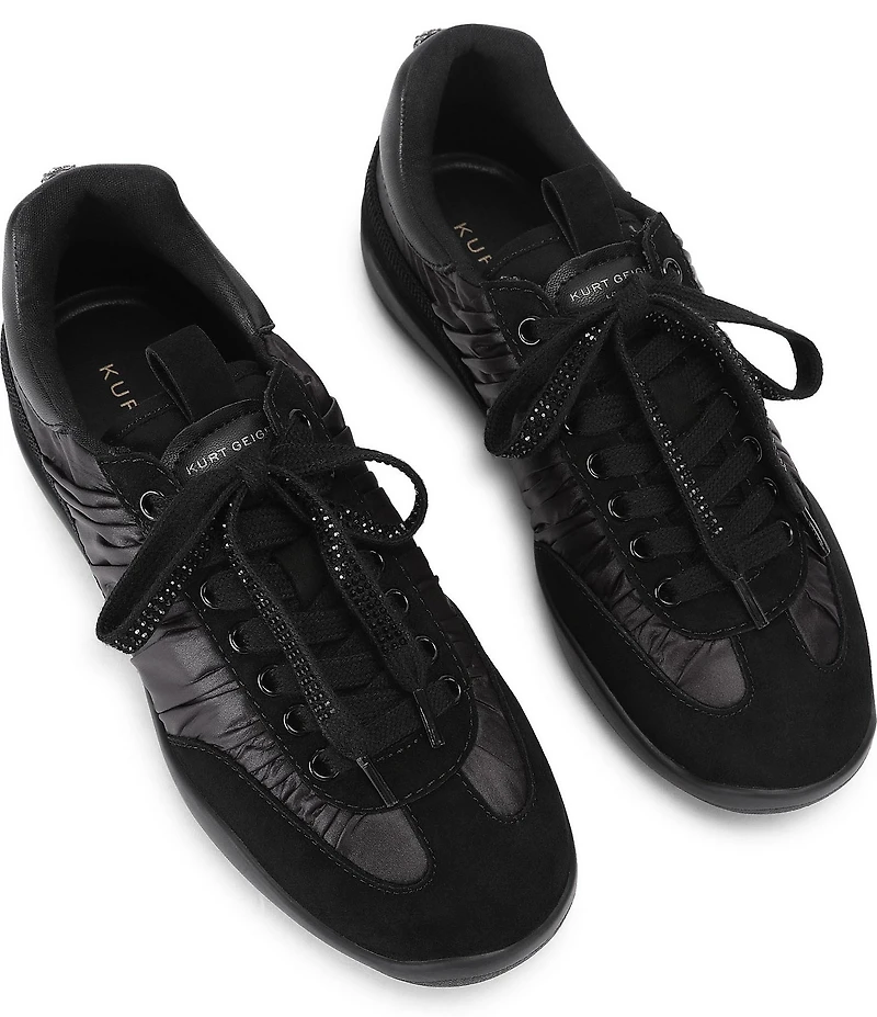Kurt Geiger London Sterling Gathered Embellished Lace Up Sneakers