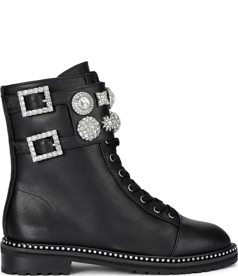 Kurt Geiger London Stoop Stud Leather Ornamented Combat Boots