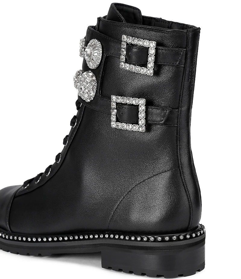 Kurt Geiger London Stoop Stud Leather Ornamented Combat Boots