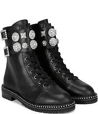Kurt Geiger London Stoop Stud Leather Ornamented Combat Boots