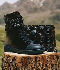Kurt Geiger London Stoop Velvet Ornamented Combat Boots