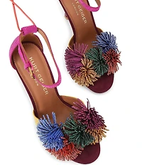 Kurt Geiger London Suede Embellished Pom-Pom Tassel Ankle Wrap Dress Sandals