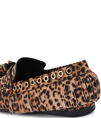 Kurt Geiger London Tassel Leopard Calf Hair Fringe Moccasin Loafers