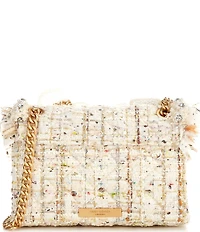 Kurt Geiger London Mini Kensington Floral Applique Pearl Tweed Crossbody Bag