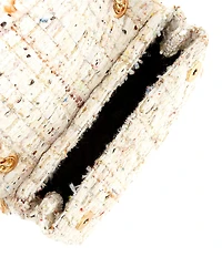 Kurt Geiger London Mini Kensington Floral Applique Pearl Tweed Crossbody Bag