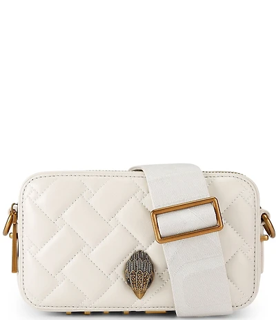 Kurt Geiger London Two Zip Kensington Kurt Quilted Leather Camera Crossbody Bag