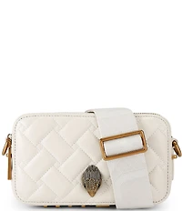 Kurt Geiger London Two Zip Kensington Kurt Quilted Leather Camera Crossbody Bag