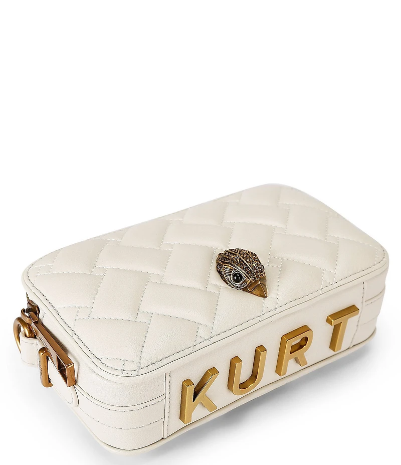Kurt Geiger London Two Zip Kensington Kurt Quilted Leather Camera Crossbody Bag