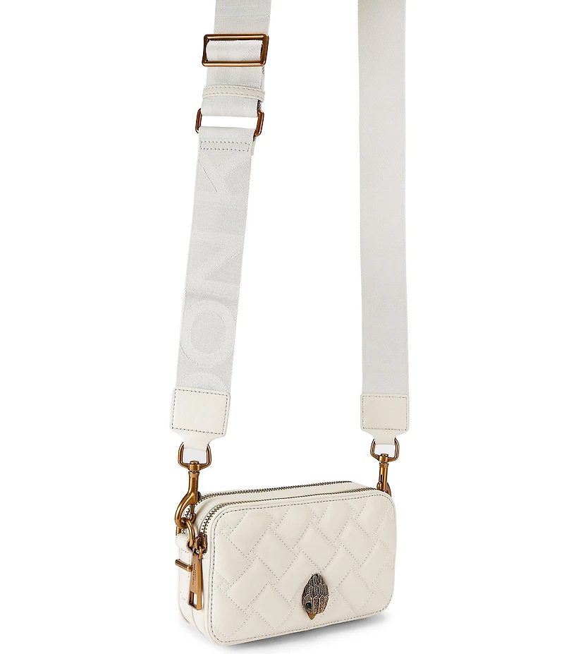 Kurt Geiger London Two Zip Kensington Kurt Quilted Leather Camera Crossbody Bag