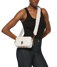 Kurt Geiger London Two Zip Kensington Kurt Quilted Leather Camera Crossbody Bag