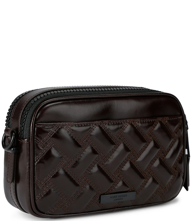 Kurt Geiger London Two Zip Kensington Quilted Leather Camera Crossbody Bag