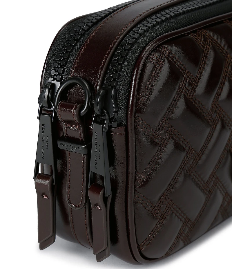 Kurt Geiger London Two Zip Kensington Quilted Leather Camera Crossbody Bag
