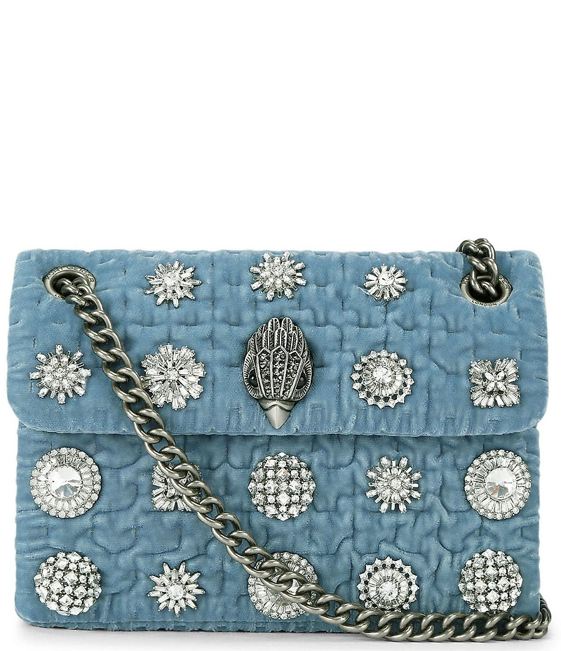 Kurt Geiger London Velvet Mini Kensington Jewled Crossbody Bag
