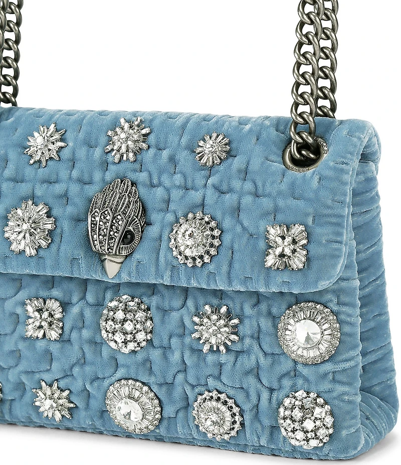 Kurt Geiger London Velvet Mini Kensington Jewled Crossbody Bag