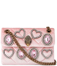 Kurt Geiger London Velvet Mini Kensington Rhinestoned Heart Convertible Crossbody Bag
