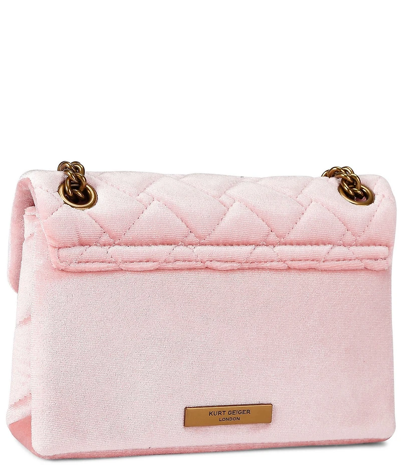 Kurt Geiger London Velvet Mini Kensington Rhinestoned Heart Convertible Crossbody Bag