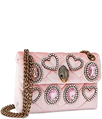 Kurt Geiger London Velvet Mini Kensington Rhinestoned Heart Convertible Crossbody Bag