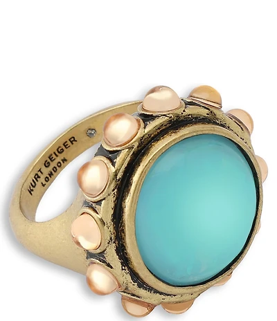 Kurt Geiger London Vintage Rustic Cabochon Cocktail Ring