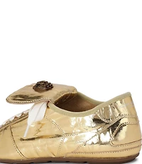 Kurt Geiger London Wembley Gold Metallic Leather Lace Up Sneakers