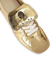 Kurt Geiger London Wembley Gold Metallic Leather Lace Up Sneakers