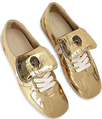 Kurt Geiger London Wembley Gold Metallic Leather Lace Up Sneakers
