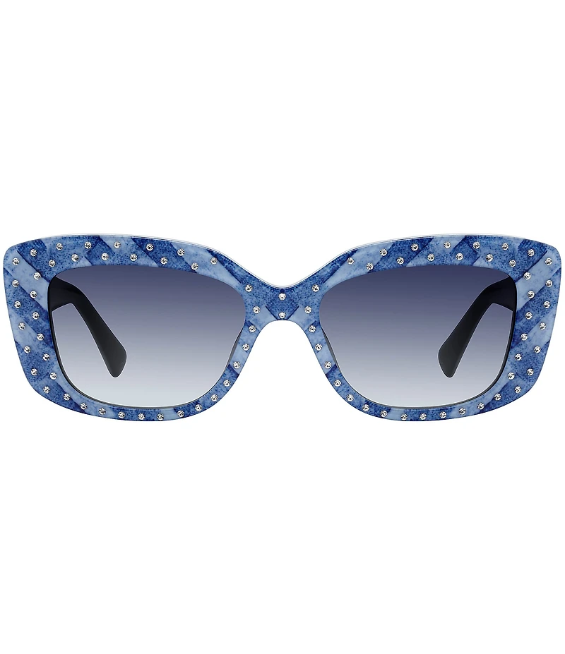 Kurt Geiger London Women's KGL1021 52mm Rectangle Denim Print Sunglasses
