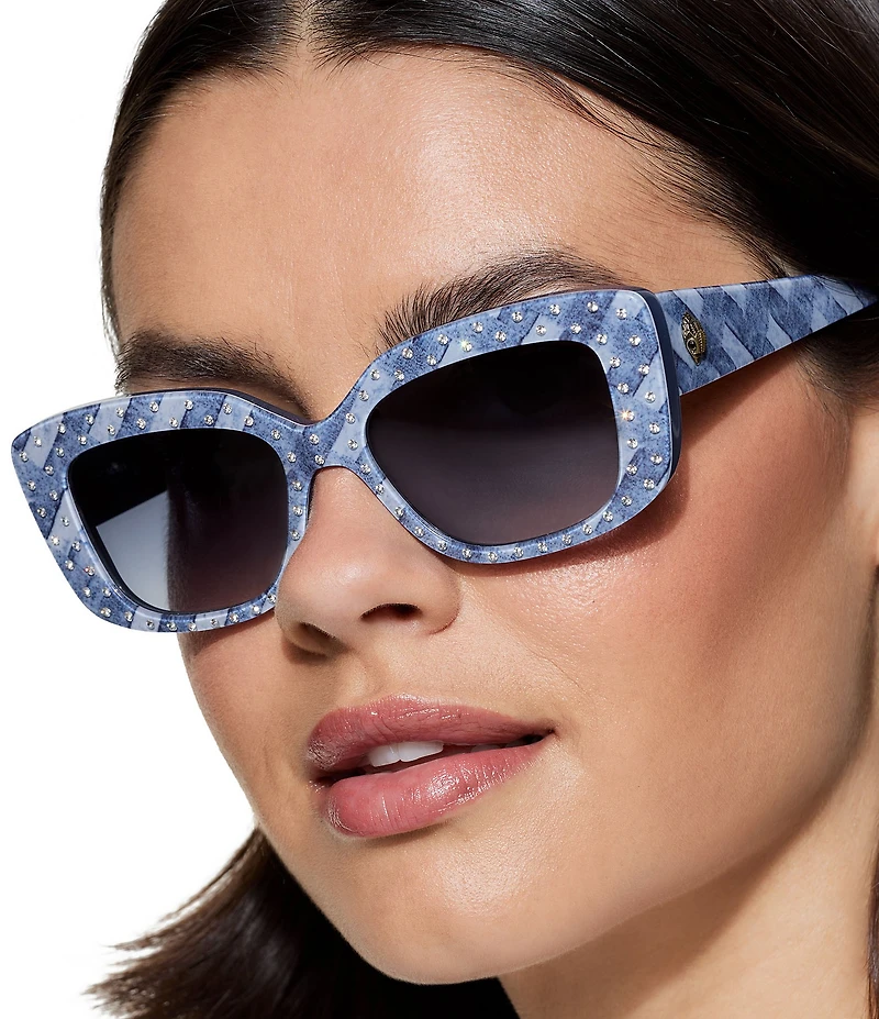 Kurt Geiger London Women's KGL1021 52mm Rectangle Denim Print Sunglasses