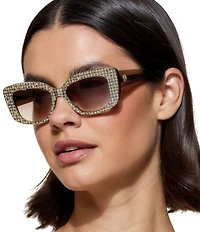 Kurt Geiger London Women's KGL1021 52mm Rectangle Houndstooth Sunglasses