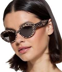 Kurt Geiger London Women's KGL1031Leopard Print 52mm Cat Eye Sunglasses