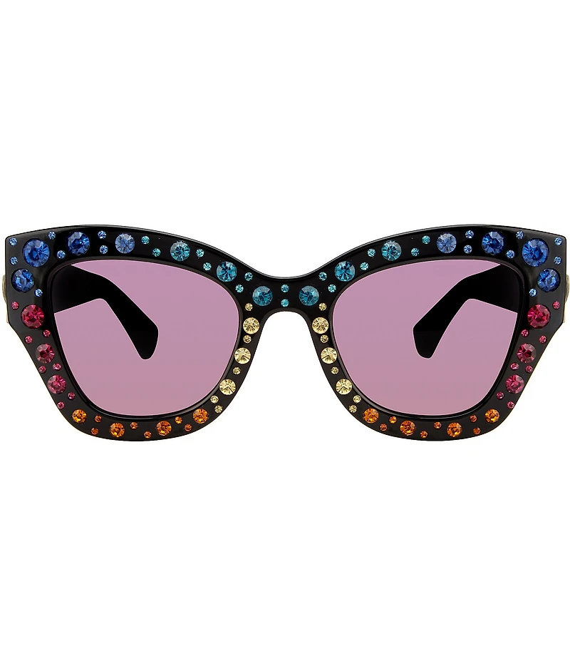 Kurt Geiger London Women's Rainbow Rhinestone KGL1013 58mm Statement Cat Eye Sunglasses