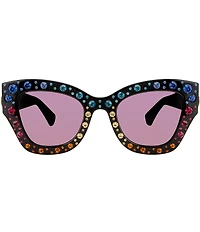 Kurt Geiger London Women's Rainbow Rhinestone KGL1013 58mm Statement Cat Eye Sunglasses