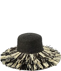 Kurt Geiger London Woven Straw Fringe Layered Brim Sun Hat