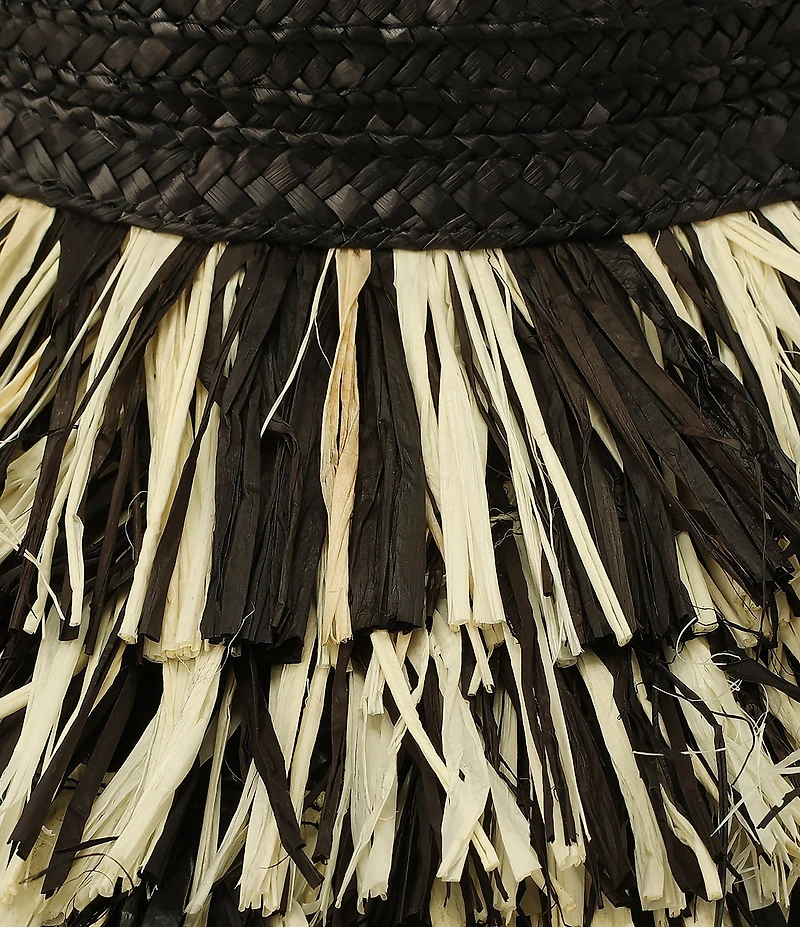 Kurt Geiger London Woven Straw Fringe Layered Brim Sun Hat