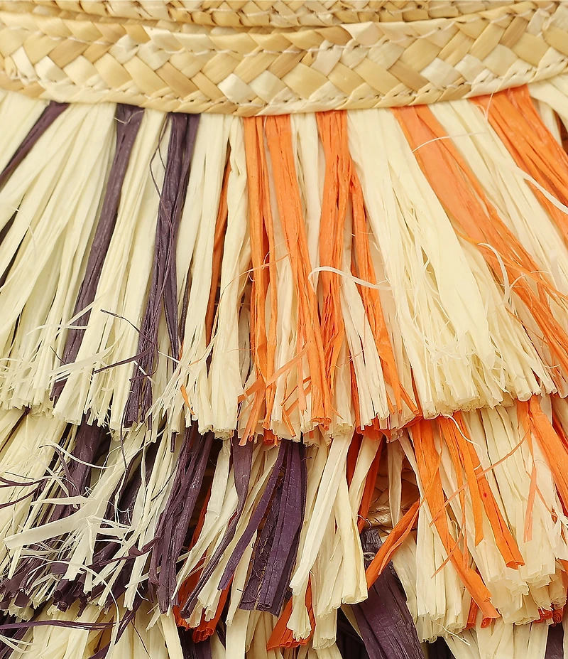 Kurt Geiger London Woven Straw Fringe Layered Brim Sun Hat