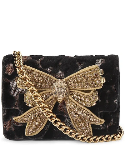 Kurt Geiger London X Small Shoreditch Velvet Rhinestone Bow Chain Strap Crossbody Bag