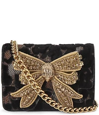 Kurt Geiger London X Small Shoreditch Velvet Rhinestone Bow Chain Strap Crossbody Bag
