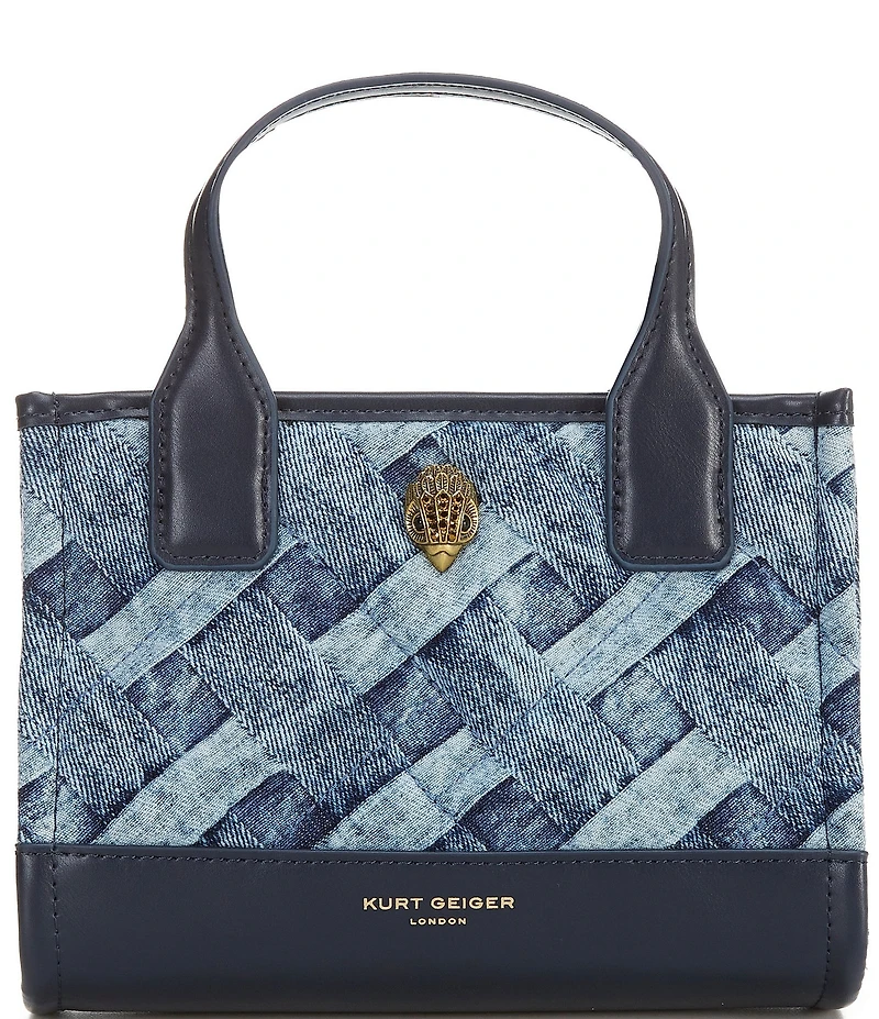 Kurt Geiger London Extra Small Kensington Denim Contrast Trim Square Tote Bag