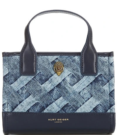 Kurt Geiger London Extra Small Kensington Denim Contrast Trim Square Tote Bag