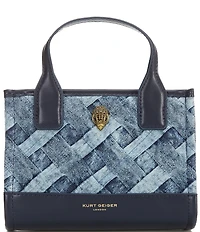 Kurt Geiger London Extra Small Kensington Denim Contrast Trim Square Tote Bag
