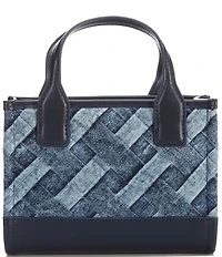 Kurt Geiger London Extra Small Kensington Denim Contrast Trim Square Tote Bag
