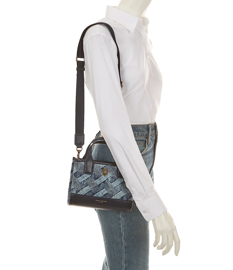 Kurt Geiger London Extra Small Kensington Denim Contrast Trim Square Tote Bag