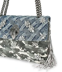 Kurt Geiger London XXL Crystal Kensington Denim Camo Crossbody Shoulder Bag
