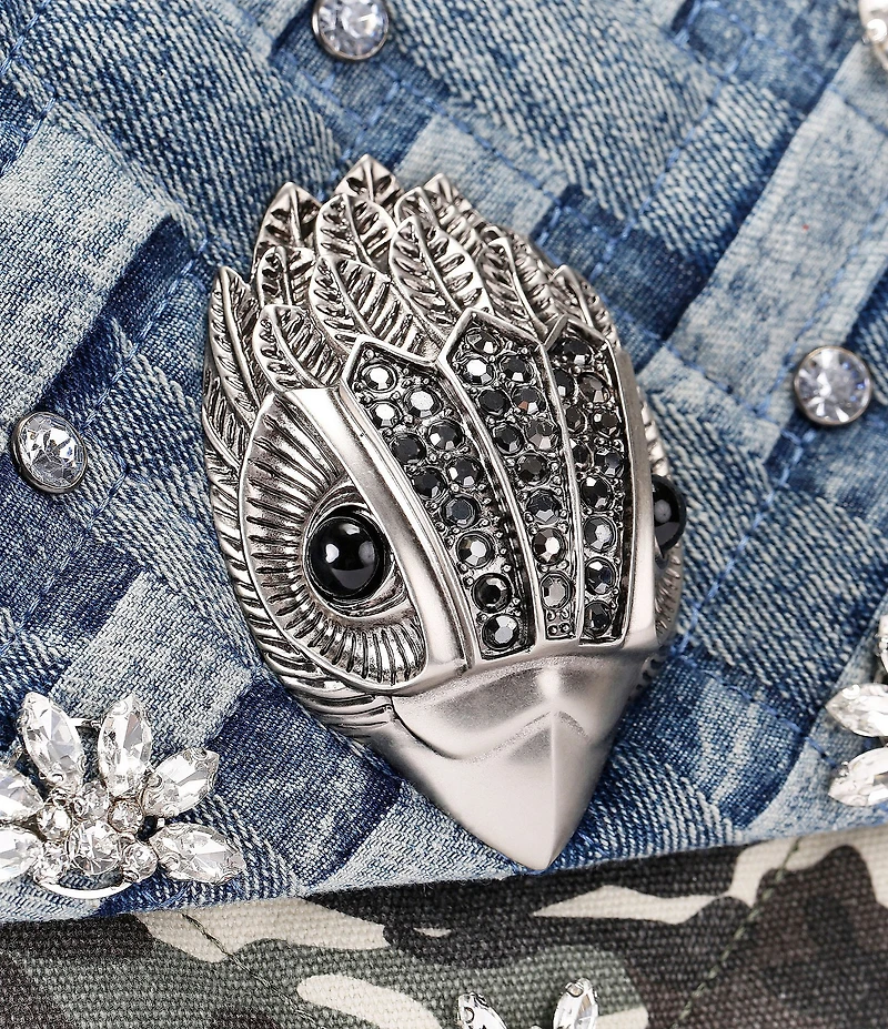 Kurt Geiger London XXL Crystal Kensington Denim Camo Crossbody Shoulder Bag