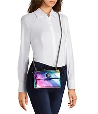 Kurt Geiger London Mini Kensington Metallic Rainbow Striped Crossbody Bag