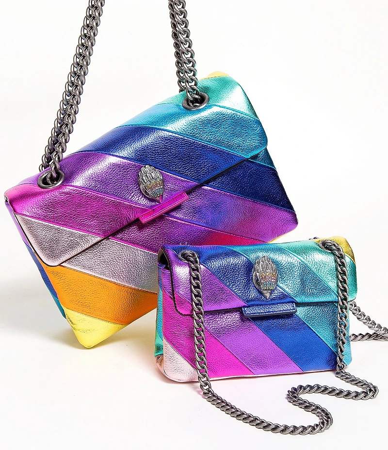 Kurt Geiger London Mini Kensington Metallic Rainbow Striped Crossbody Bag