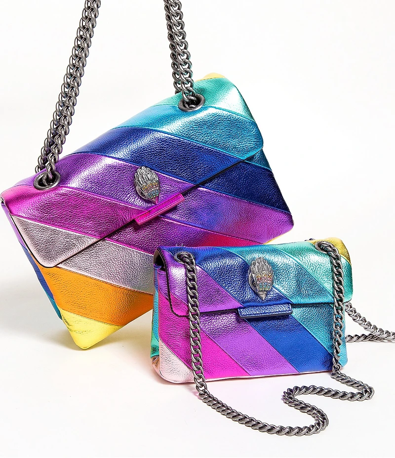 Kurt Geiger London Mini Kensington Metallic Rainbow Striped Crossbody Bag